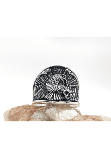 Gümüş Erkek Yüzük Kartal Desenli fiyatları