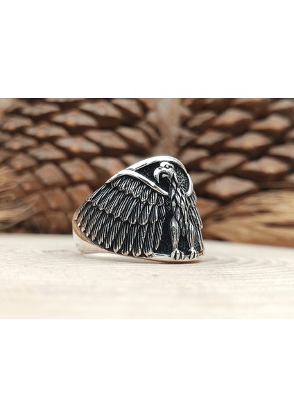 Gümüş Erkek Yüzük Kartal Desenli fiyatları