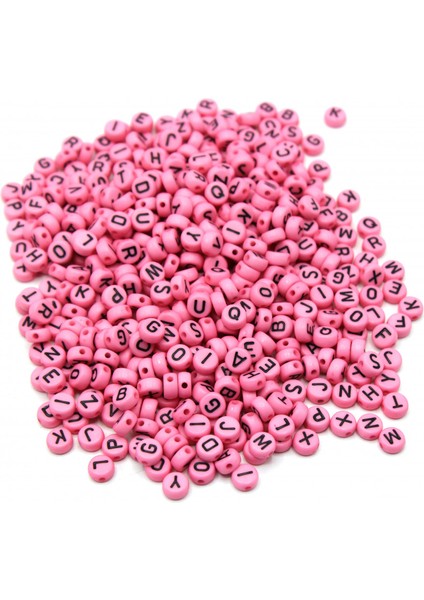 Harf Boncuk Elips Pembe 6 mm 250 gr