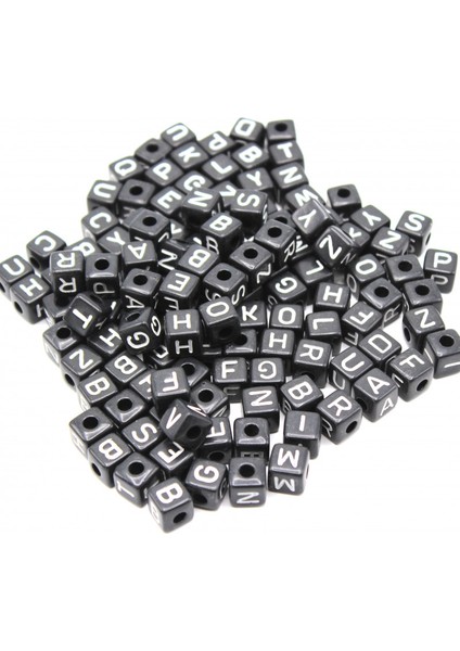 Harf Boncuk Akrilik Küp 10 mm 250 gr Siyah Beyaz fiyatları