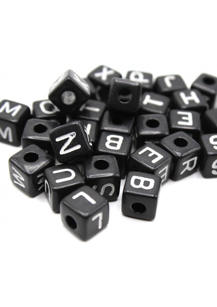 Harf Boncuk Akrilik Küp 10 mm 250 gr Siyah Beyaz modelleri
