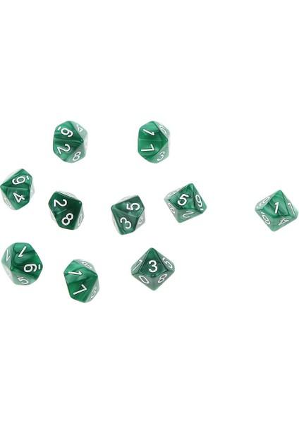 Set / 10 Adet Yeşil On Taraflı D & D Rpg Roleplay Oyunu D10 Dices (Yurt Dışından)