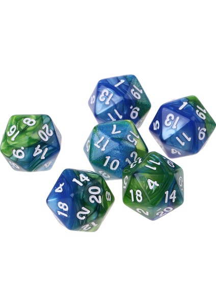 10 D20 Seti Zar Yirmi Taraflı Rpg Masa Oyunu Çift Renkler Mavi Yeşil (Yurt Dışından)