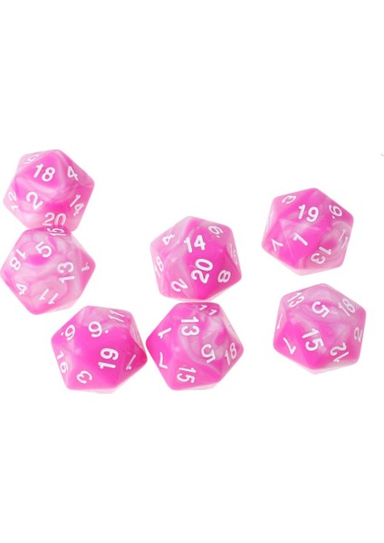 10 D20 Akrilik Zar Rpg D & D Oyun Yirmi Taraflı Kalıp Pembe Beyaz (Yurt Dışından)