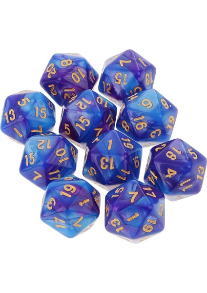 10 Piece 20 Taraflı Zar D20 Mavi Mor Için Polyhedral Zar (Yurt Dışından)