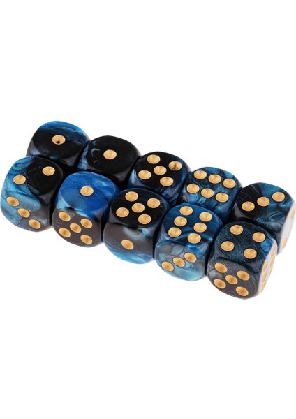 Altı Taraflı Kare Opak D6 16MM Zar Die Mavi ve Siyah Çift Renk Altın Pip Mavi + Siyah (Yurt Dışından)
