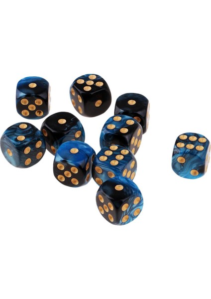 Altı Taraflı Kare Opak D6 16MM Zar Die Mavi ve Siyah Çift Renk Altın Pip Mavi + Siyah (Yurt Dışından)