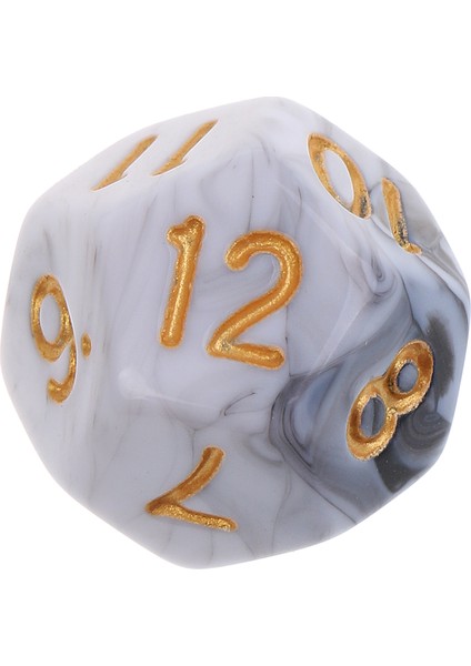 10 Adet 12 Taraflı Zar D12 Polyhedral Zar Hediye Için Beyaz Beyaz Gri (Yurt Dışından)