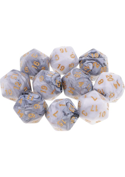 10 Paket D20 Çift Renkler Rol Yapma Oyunu Için Çoklu Yan Dices Beyaz Gri (Yurt Dışından)