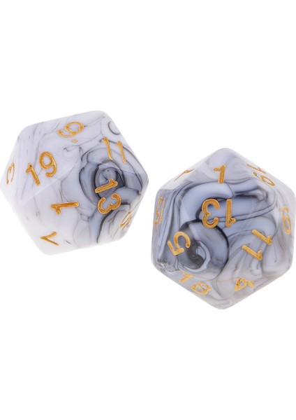 10 Paket D20 Çift Renkler Rol Yapma Oyunu Için Çoklu Yan Dices Beyaz Gri (Yurt Dışından)