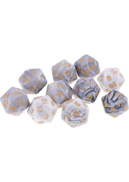 10 Paket D20 Çift Renkler Rol Yapma Oyunu Için Çoklu Yan Dices Beyaz Gri (Yurt Dışından)