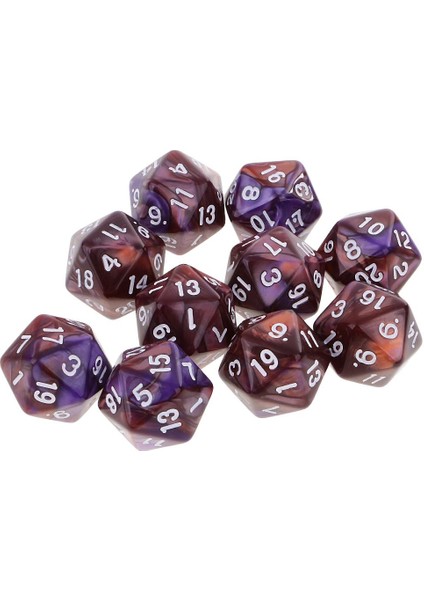 10 Paket Akrilik D20 Rol Yapma Oyunu Için Çok Yan Dices Mor Kahve (Yurt Dışından)
