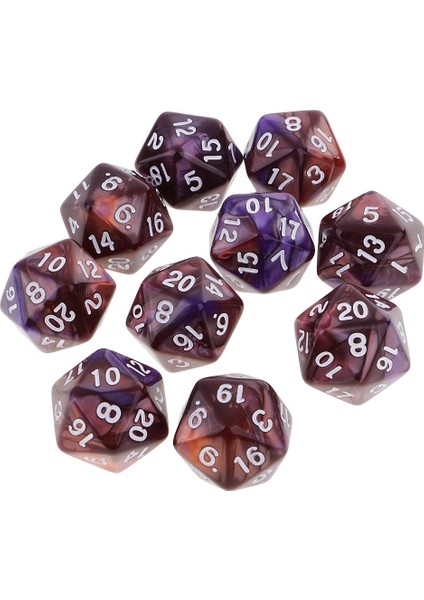 10 Paket Akrilik D20 Rol Yapma Oyunu Için Çok Yan Dices Mor Kahve (Yurt Dışından)