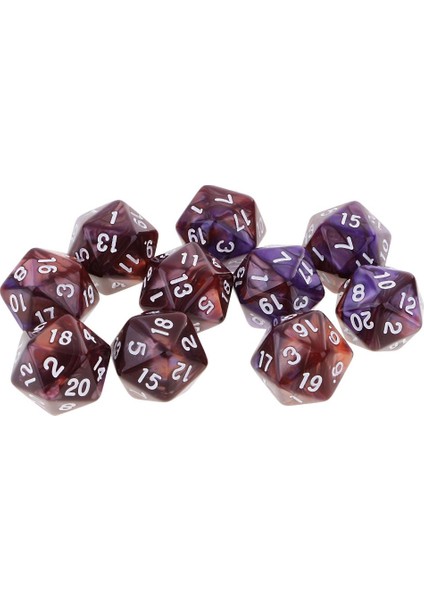 10 Paket Akrilik D20 Rol Yapma Oyunu Için Çok Yan Dices Mor Kahve (Yurt Dışından)