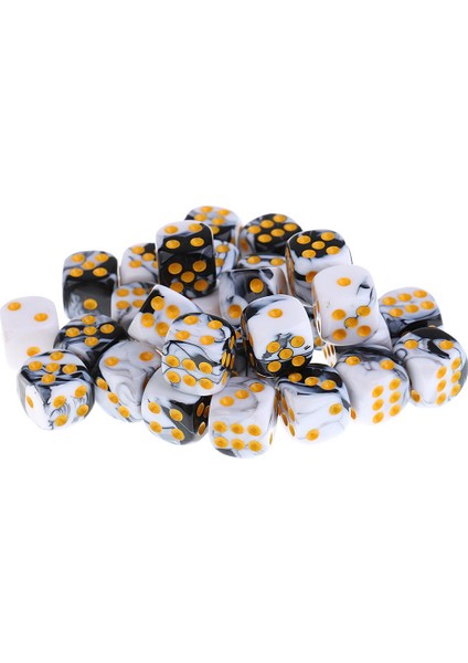 Set 30X D6 Spot Zar & 1 Demir Kılıf Rpg Mtg Oyun Aksesuar Için Beyaz + Siyah (Yurt Dışından)