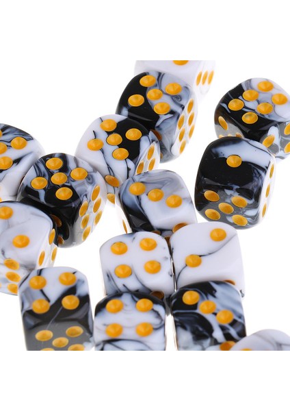 Set 30X D6 Spot Zar & 1 Demir Kılıf Rpg Mtg Oyun Aksesuar Için Beyaz + Siyah (Yurt Dışından)