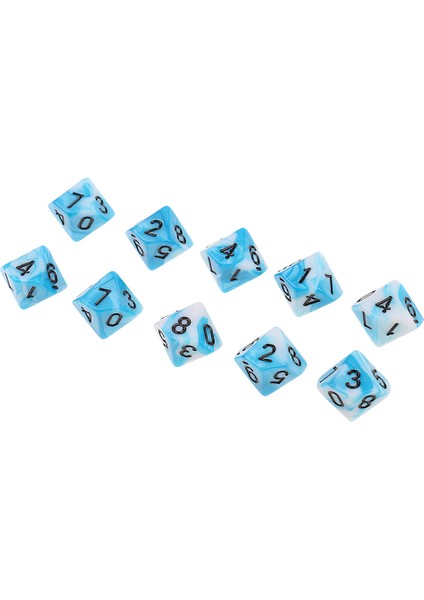 10 Adet 10 Taraflı Polyhedral D10 Zar Çift Renkler Parti Oyunu Prop Mavi Beyaz (Yurt Dışından)