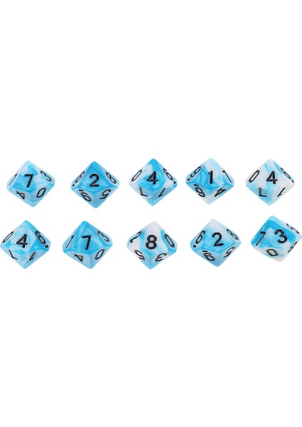 10 Adet 10 Taraflı Polyhedral D10 Zar Çift Renkler Parti Oyunu Prop Mavi Beyaz (Yurt Dışından)