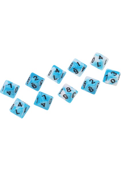 10 Adet 10 Taraflı Polyhedral D10 Zar Çift Renkler Parti Oyunu Prop Mavi Beyaz (Yurt Dışından)