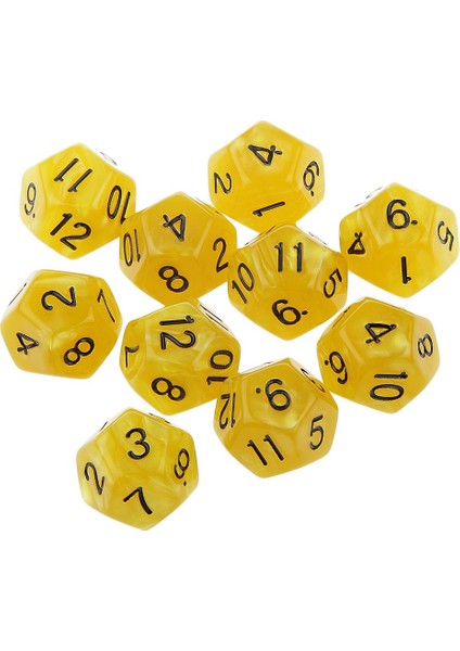 Dnd Dıce Rol Oynama Oyunu Için 10 Kalıp Set D12 Paketi Sarı Akrilik (Yurt Dışından)