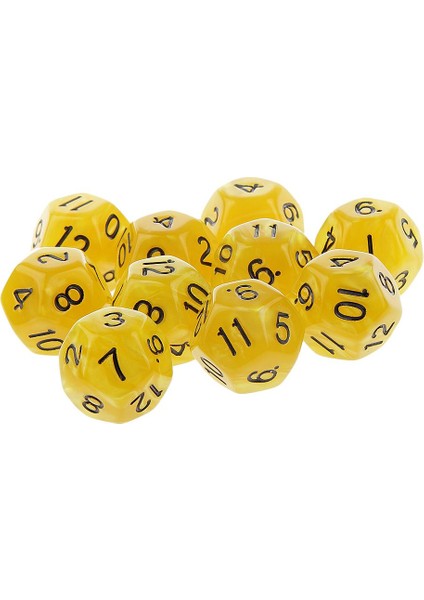 Dnd Dıce Rol Oynama Oyunu Için 10 Kalıp Set D12 Paketi Sarı Akrilik (Yurt Dışından)