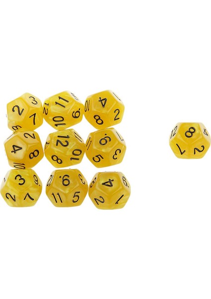 Dnd Dıce Rol Oynama Oyunu Için 10 Kalıp Set D12 Paketi Sarı Akrilik (Yurt Dışından)