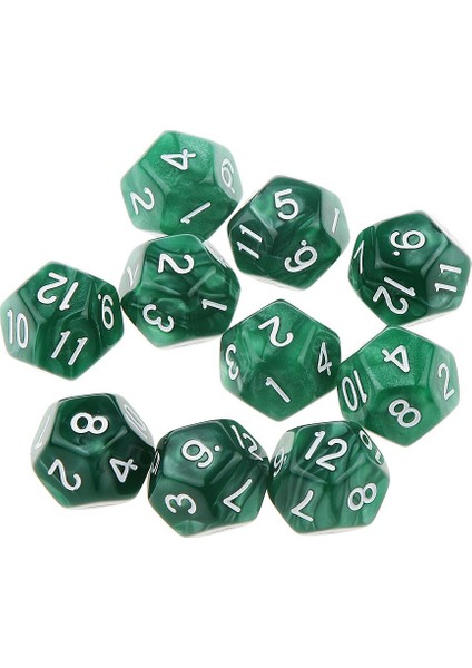 10 Adet Paketi On Iki Taraflı Zar D12 Oynarken D & D Rpg Parti Oyunları Dices Yeşil (Yurt Dışından)