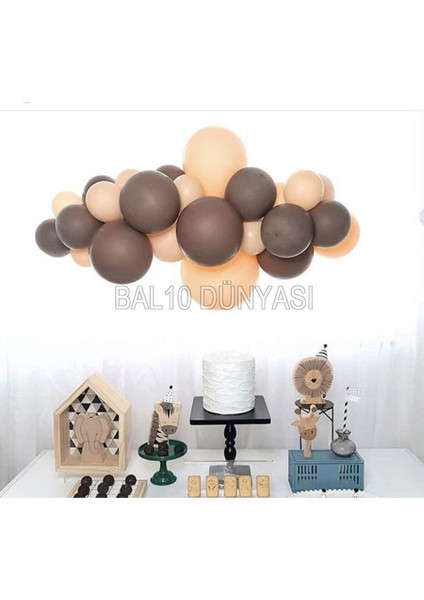Çikolata Kahve-Ten Pastel Renk Balon Zinciri 20 Adet+5 mt Balon Zinciri