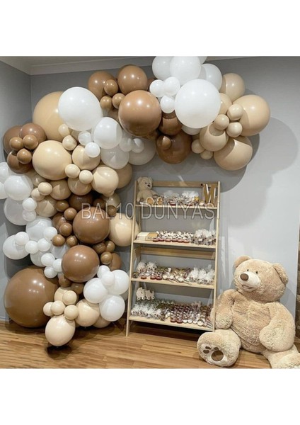 Karamel Ten Beyaz Pastel Renk Balon Zinciri 100 Adet+5 mt Balon Zinciri