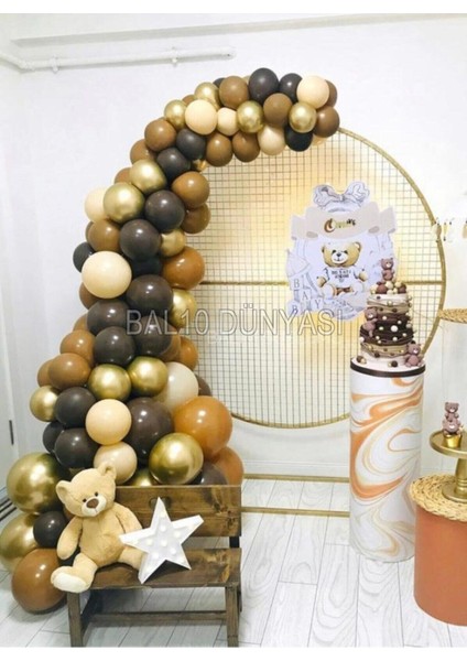 Karamel-Ten-Çikolata Kahve-Gold Renk Balon Zinciri 50 Adet+5 mt Balon Zinciri