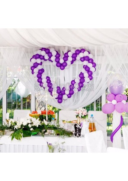 Mor-Beyaz Balon Seti 100 Adet + 5 mt Balon Zinciri