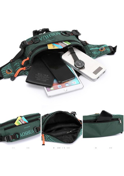 Erkek Bel Çantası Açık Koşu Göğüs Çanta Rahat Omuz Messenger Çanta (Armygreen) - (Yurt Dışından)