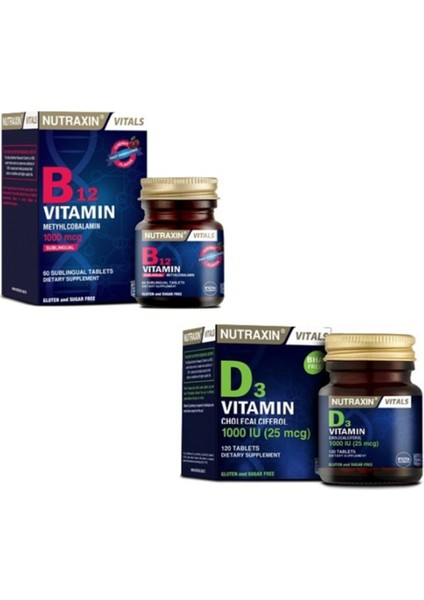 B12 Vitamini 1000 Mcg 60 Dilaltı Tableti D3 Vitamini 1000 Iu 120 Tablet