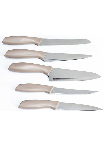 CKR2870 Akrilik Plastik Standlı 6 Parça Bıçak Seti Krem modelleri