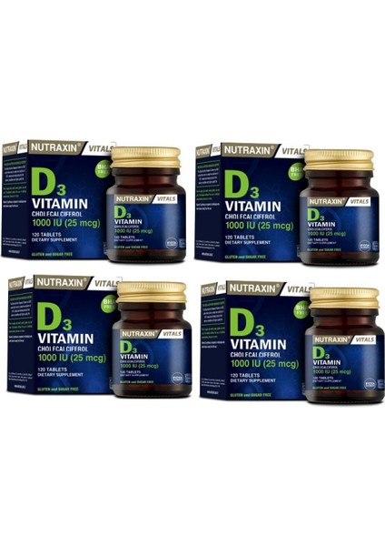 D3 Vitamini 120 Tablet - D3 1000 Iu X4 Adet