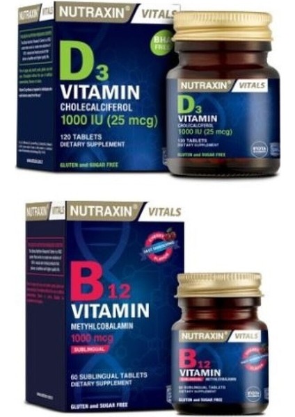 Vitals B12 Vitamin 60 Tablet D3 Vitamini 1000 Iu 120 Tablet