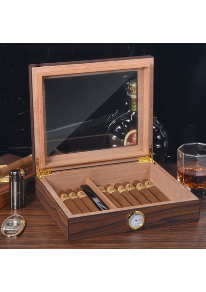 Basit Stil Ahşap Neme Puro Depolama Puro Aracı Aksesuarları Mühürlü Kutu Puro Kutusu Puro Higrometre ile Koruyun | Puro Aksesuarları - (Yurt Dışından) modelleri