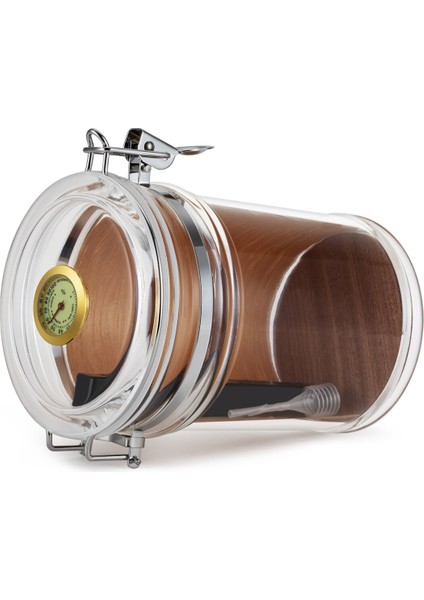 Highrometer ve Nemlendirici ile Yüksek Uç Akrilik Puro Humidor Kavanozu Seyahat Puro Şartı Şeffaf Sigara Kutusu Uygun 18 Puro | Puro Aksesuarları - (Yurt Dışından)