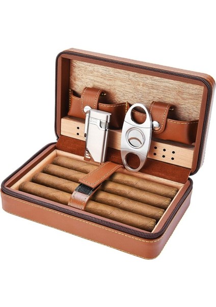Puro Depolama Puro Humidors Puro Neme Durumda Taşınabilir Cedar Ahşap Deri Seyahat Neme Nemlendirici Set Hediye Kutusu | Puro Aksesuarları - (Yurt Dışından) fiyatları