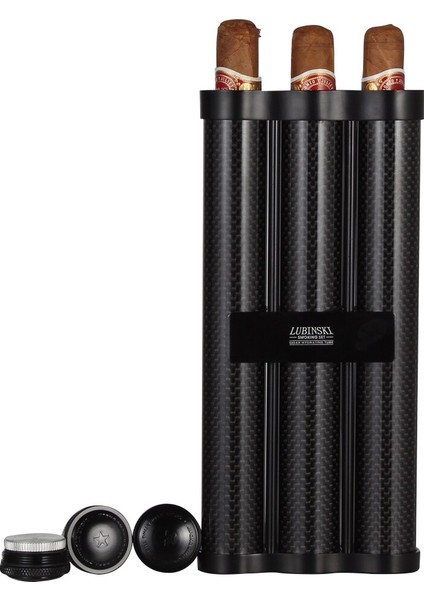 2cigar Tüp Kavanoz Seyahat Neme Taşınabilir Karbon Fiber W / Nemlendirici Puro Vaka Tutucu Bölünmüş Depolama Puroları Neme | Puro Aksesuarları - (Yurt Dışından)