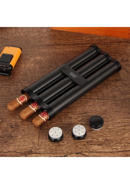 2cigar Tüp Kavanoz Seyahat Neme Taşınabilir Karbon Fiber W / Nemlendirici Puro Vaka Tutucu Bölünmüş Depolama Puroları Neme | Puro Aksesuarları - (Yurt Dışından) fiyatları