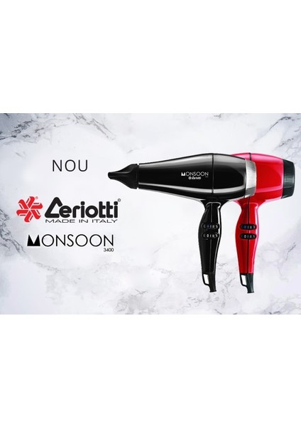 Monsoon 3400 Saç Kurutma Makinesi Kırmızı (Made In Italy)