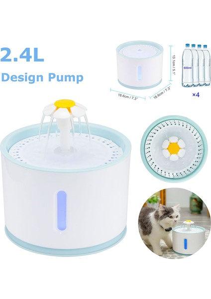 2.4l Otomatik Kedi Su Çeşmesi LED Elektrik Sessiz Su Besleyici USB Köpek Pet Drinker Kase Kedi Köpek Için Pet Içme Dağıtıcısı | Kedi Besleme ve sulama Malzemeleri - (Yurt Dışından) fiyatları