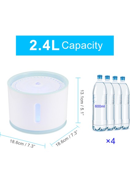 2.4l Otomatik Kedi Su Çeşmesi LED Elektrik Sessiz Su Besleyici USB Köpek Pet Drinker Kase Kedi Köpek Için Pet Içme Dağıtıcısı | Kedi Besleme ve sulama Malzemeleri - (Yurt Dışından) modelleri
