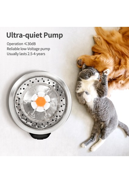 Paslanmaz Çelik Kedi Su Besleyicileri Çeşmesi 2.5l USB Pet Köpek Içme Kase Otomatik Dağıtıcı Süper Sessiz Drinker Besleyici Filtresi - (Yurt Dışından) modelleri