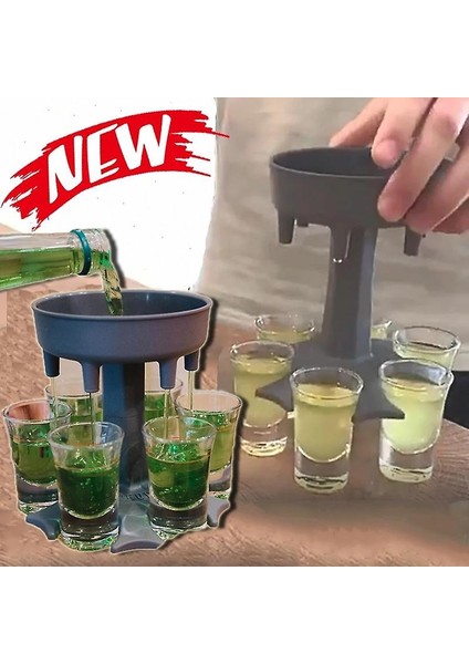 Şarap Dağıtıcı Tutucu 6 Shot Cam Dağıtıcı ve Tutucu Bira Ayırıcı Bar Parti Aksesuarı (Gri) - (Yurt Dışından)