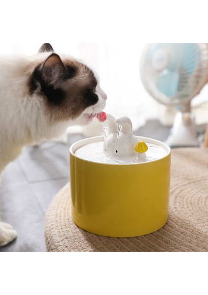 Otomatik Kedi Su Çeşmesi Seramik Pet Su Dağıtıcı Elektrikli USB Ultra Sessiz Köpekler Içme Kase 5 Kat Filtrasyon | Kedi Besleme ve sulama Malzemeleri (Sarı) - (Yurt Dışından)