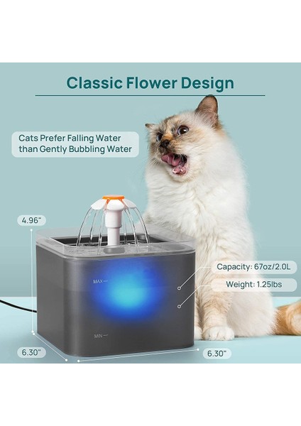 Otomatik Pet Su Çeşmesi Kedi Su Dağıtıcısı USB Dilsiz Şeffaf Drinker Köpek Içme Besleyici Kase LED Seviye Ekran ile | Kedi Besleme ve sulama Malzemeleri (Siyah) - (Yurt Dışından) modelleri