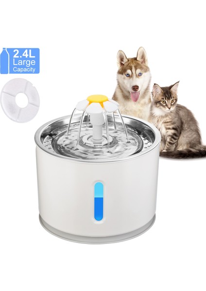 2.4l Otomatik Kedi Su Çeşmesi LED Elektrik Sessiz Su Besleyici USB Köpek Pet Drinker Kase Kedi Köpek Için Pet Içme Dağıtıcısı (Beyaz) - (Yurt Dışından) fiyatları