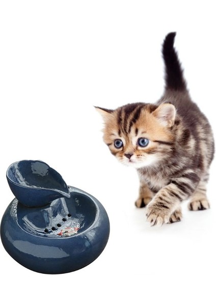 Akıllı Seramik Kedi Içme Besleyici Otomatik Dolaşan Su Besleyici Pet Su Dağıtıcı Çeşmesi Su Lavabosu | Kedi Besleme ve sulama Malzemeleri (Mavi) - (Yurt Dışından)